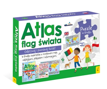 Pakiet atlas flagi świata / plakat z mapą / puzzle