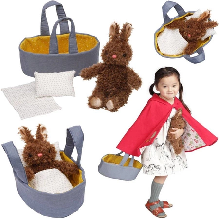 Maskotka króliczek w nosidełku Moppettes 160350-Manhattan Toy, przytulanki dla dzieci