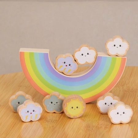 CLASSIC WORLD Drewniana Układanka Klocki Balansująca Tęcza 10 el.