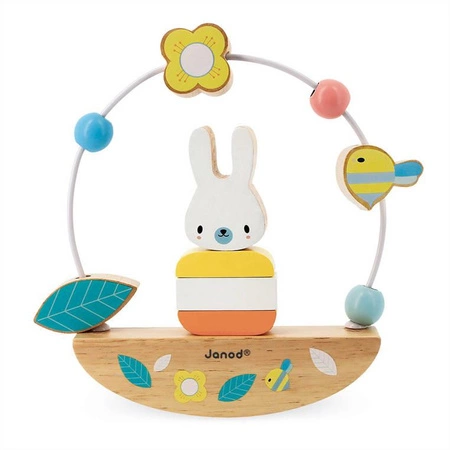 Drewniana równoważnia z pętlą edukacyjną Zajączek Pure 12 m+, Janod