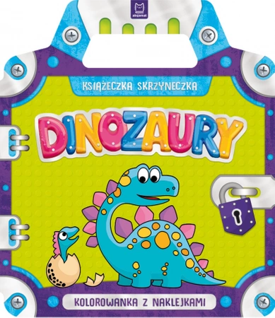 Książeczka skrzyneczka dinozaury kolorowanka z naklejkami