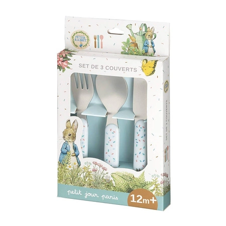 Zestaw sztućców dla dziecka, 3 el., Królik Piotruś | Petit Jour Paris®