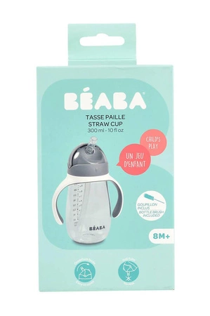 Beaba Bidon niekapek ze słomką tritanowy 300 ml Mineral grey
