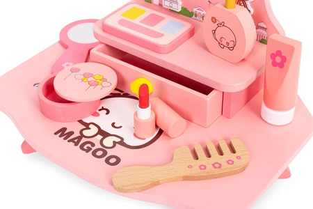 Drewniana toaletka dla dzieci z lustrem i szufladą 7 akcesoriów ECOTOYS