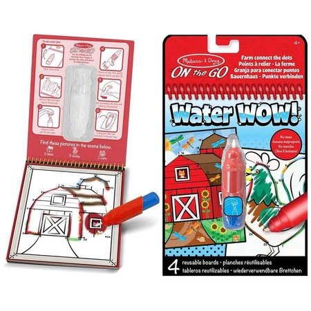 Wodna kolorowanka Water Wow Połącz punkty Farma 19485-Melissa & Doug, książeczki wielokrotnego użytku