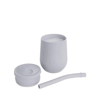EZPZ Silikonowy kubeczek ze słomką Mini Cup + Straw Training System 120 ml pastelowa szarość