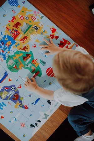 Mudpuppy Puzzle podłogowe Jumbo Mapa świata 25 elementów 2+