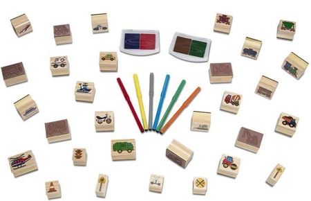 Zestaw drewnianych pieczątek Pojazdy 41901-Melissa & Doug, pieczątki dla dzieci