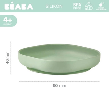 Beaba Silikonowy talerzyk z przyssawką sage green