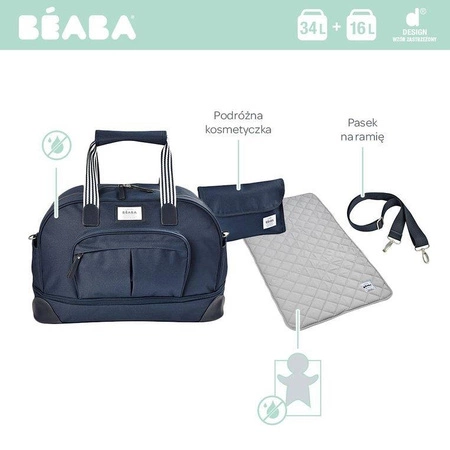Beaba Torba dla mamy Amsterdam II z możliwością powiększenia do rozmiaru XXL blue marine