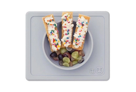 EZPZ Silikonowa miseczka z podkładką 2w1 Mini Bowl pastelowa szarość