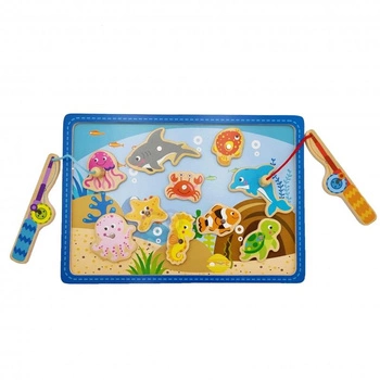 TOOKY TOY Drewniana Gra Łowienie Rybek 2 Wędki + 10 el.