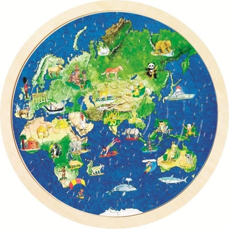 Glob - puzzle drewniane w okręgu, 57 el., goki - puzzle dla dzieci