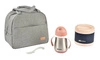 Beaba Zestaw podróżny w torbie izotermicznej: termos obiadowy ze stali nierdzewnej 500 ml, bidon termiczny ze słomką 250 ml i silikonowa łyżeczka 8m+ Old Pink