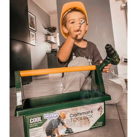 WOOPIE Duża Skrzynka z Narzędziami dla Dzieci Zestaw Majsterkowicza Wkrętarko-Wiertarka 15 el.