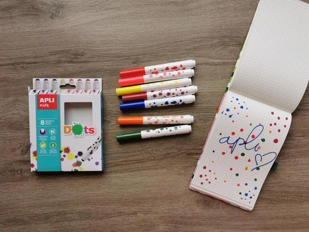 Kropkowe flamastry Apli Kids - 8 kolorów