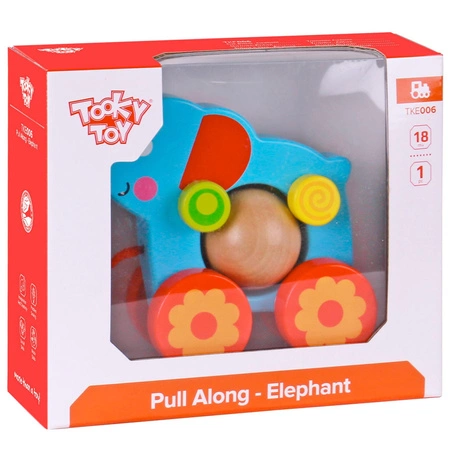 TOOKY TOY Drewniany Słoń Do Ciągnięcia za Sznureczek