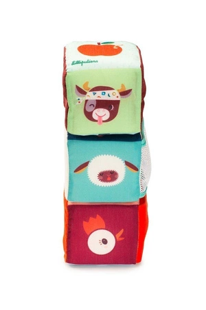 LILLIPUTIENS Zestaw 3 kostek aktywizujących wielofunkcyjnych z ukrytymi elementami Farma 18 m+