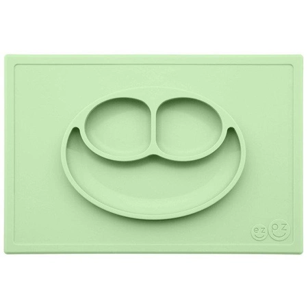 EZPZ Silikonowy talerzyk z podkładką 2w1 Happy Mat pastelowa zieleń