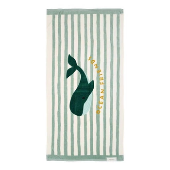 Little Dutch Ręcznik plażowy Seashells and Stripes Surf Blue