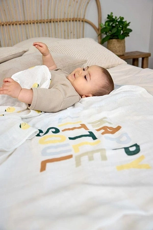 Lassig Bambusowy otulacz kocyk 80x80cm zestaw 3 szt. Happy Fruits Lemon