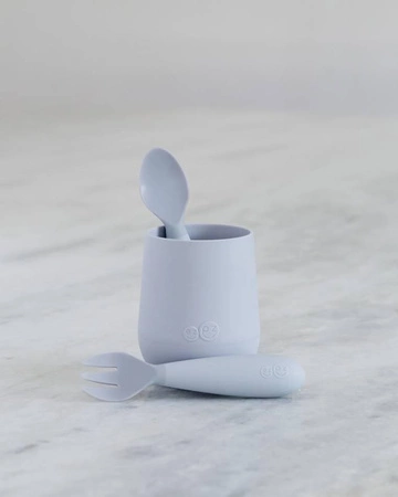 EZPZ Komplet silikonowych sztućców Mini Utensils pastelowa szarość