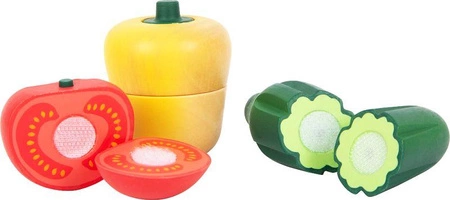 Zestaw drewnianych warzyw do krojenia z deską i nożykiem w skrzynce Small Foot 12329