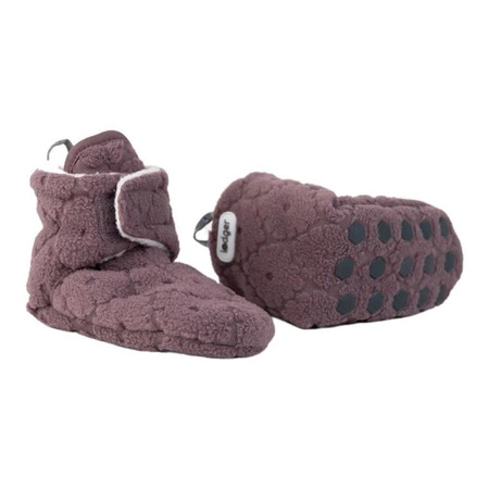 Lodger Polarowe buciki kapcie z antypoślizgową podeszwą wrzosowe Fleece Mauve 12-18 m