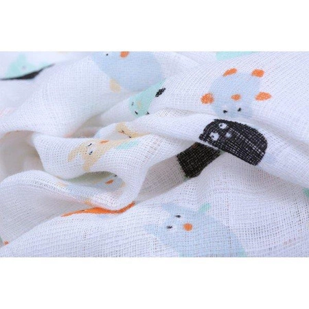 Muślinowy, mały otulacz dla niemowlaka, Doudous, Puchaci Przyjaciele | Maison Petit Jour®