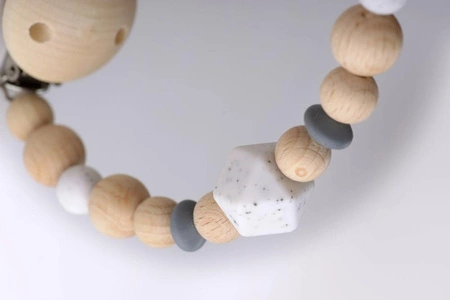 Zawieszka do smoczka, szary silikon, Kikadu