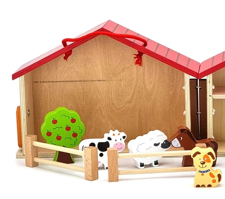 VIGA Drewniana Farma Zagroda Zwierzątka 13 Elementów