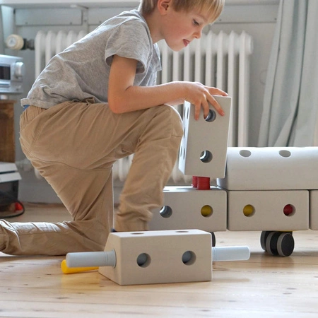 MODU Curiosity kit 4in1 - Kreatywne klocki rozwijające motorykę dużą, czerwony