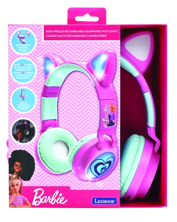 Słuchawki 2w1 Barbie ze świecącymi kocimi uszkami Lexibook HPBTKTBB
