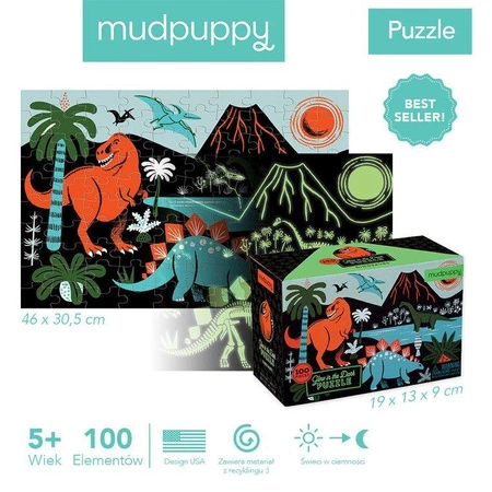 Mudpuppy Puzzle świecące w ciemności Dinozaury 100 elementów 5+