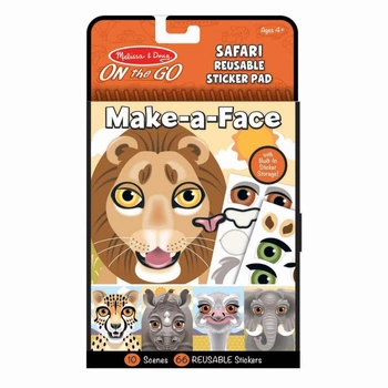 Książeczka z naklejkami wielokrotnego użytku Miny na twarzy Safari 40510-Melissa & Doug, naklejki dla dzieci