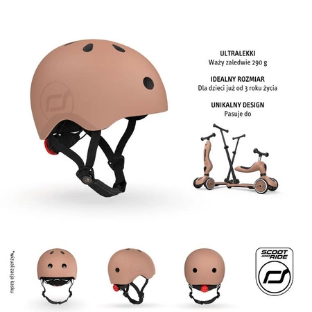 SCOOTANDRIDE Kask S-M dla dzieci 3+ Mocha