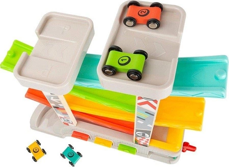 Kolorowy tor wyścigowy z parkingami i garażami 11361-Small Foot, zabawki dla chłopców i dziewczynek