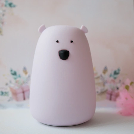 Miś Duży Lampka Silikonowa Lawendowa