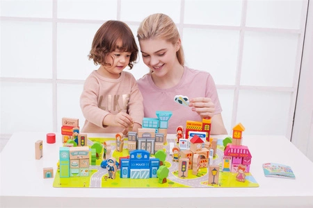 CLASSIC WORLD Drewniane Klocki Zbuduj Miasto 120 elementów