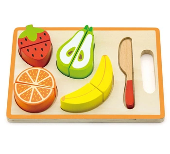 Drewniany Zestaw Deska Do Krojenia Owoce Nóż Viga Toys