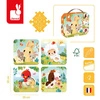 Puzzle progresywne w walizce Zwierzątka na farmie 4 układanki – 6, 9, 12 i 16 elementów 2+, Made in France, Janod