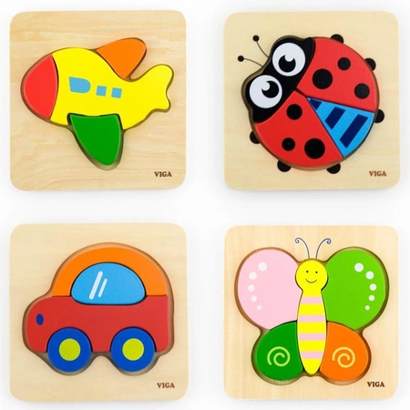 VIGA Pierwsze drewniane Puzzle maluszka Samochód