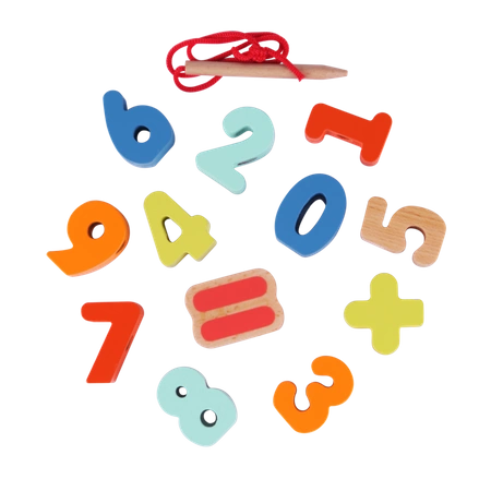 CLASSIC WORLD Drewniane Klocki do Nawlekania Cyfry Działania Matematyczne 13 el.