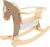 Uroczy drewniany konik na biegunach z oparciem 12291-Small Foot, konie na biegunach dla dzieci
