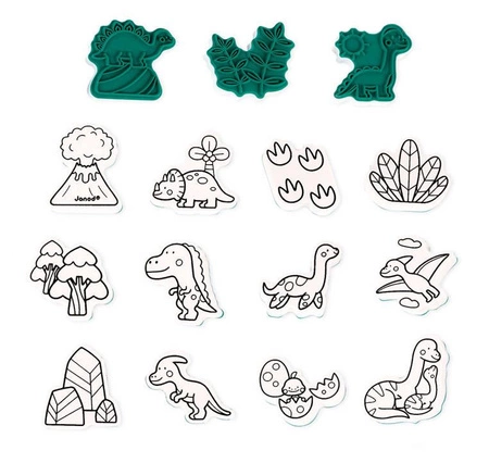 Zestaw kreatywny Stempelki Dinozaury 3+, Janod KOLEKCJA 2022