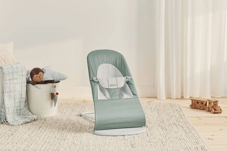 BABYBJORN - leżaczek BALANCE SOFT COTTON/JERSEY - Jasnoszałwiowy/Szary