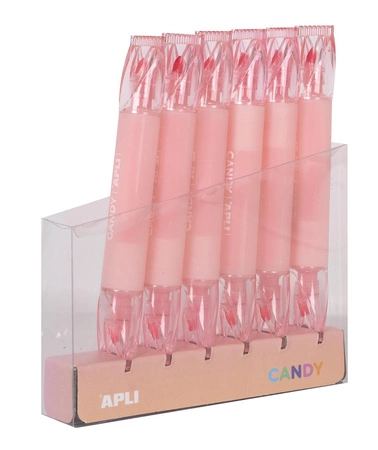 Marker fluorescencyjny z podwójną końcówką Apli Kids - Candy Różowy