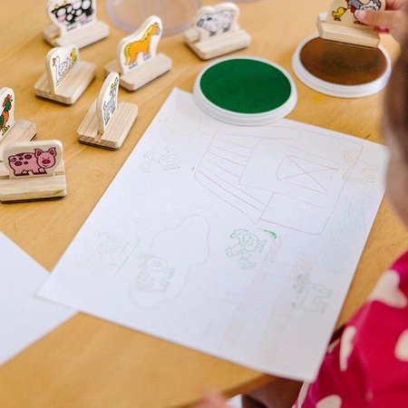 Stempelki Mój pierwszy drewniany zestaw pieczątek Zwierzęta na farmie Melissa and Doug 12390-MD