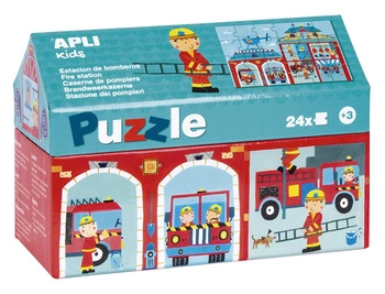Puzzle w kartonowym domku Apli Kids - W straży pożarnej 3+