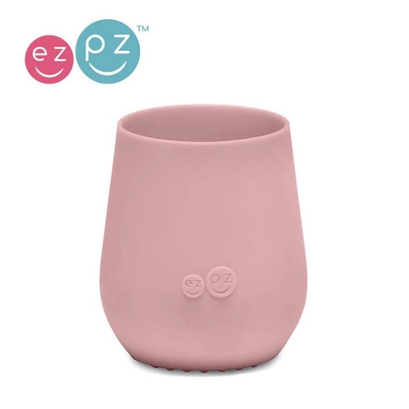 EZPZ Komplet pierwszych naczyń silikonowych First Foods Set pastelowy róż + kubeczek Tiny Cup GRATIS pastelowy róż